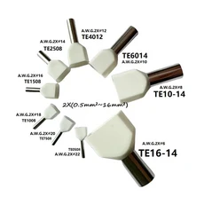쿠쿠스토어 100 개/몫 구리 절연 페룰 러그 트윈 케이블 유형 2x(0.5mm²~1mm²) 전기 코드 터미널 압착 TE, 09 TE1-14 AWG 2x2, 01 White
