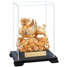金貔貅擺件 含展示盒, 招財純金箔禮品~~【招財 貔貅】小櫥窗