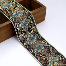 IDONGCAI 보호 자카드 리본 레이스 2.5인치 빈티지 자수 트림 5야드 바느질 블랙