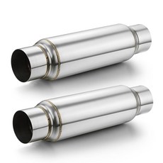 A-KARCK 배기 공진기 3인치 입구 입구 출구 16인치 전체 길이 성능 머플러 공진기 딥 톤 클리어 라즈 2팩, 1 2.5" Inlet 11.5" Overall Len