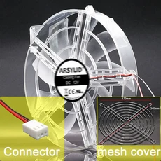 22cm 대형 Slient 냉각 팬 22030 220mm 두께 30mm 보호 메쉬가있는 조용한 투명 프레임 블레이드, 01 3pin-2Cbale-mesh, 01 Transparent, 01 3pin-2Cbale-mesh
