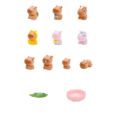 카피바라 피겨 미니 피규어 12개 세트, 12마리 조합