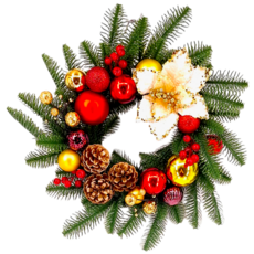 裝飾燈大師 40cm諾貝松花圈, C款香檳金聖誕花, 1個