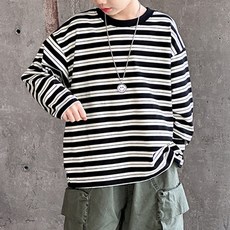델루비오 아동 남녀공용 줄무늬 티셔츠 주니어 스트라이프 긴팔 배색 단가라