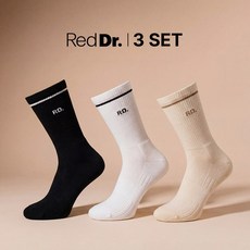 여성 레드닥터 의료기기 족저근막지지 양말 3세트 (화이트 블랙 크림)