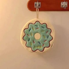 東方儲運 烘焙系列珊瑚絨奶酪卡掛式卡通擦手巾 吸水加厚衛生間廚房擦手毛, 甜甜圈, 1個