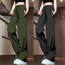 ORZQU 1+1 봄가을 여성 캐주얼 트레이닝 바지 슬랙스 사이즈 일자 와이드 팬츠 2종세트