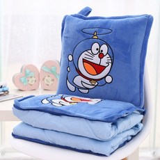 多功能抱枕 可愛抱枕 毛毯被子二合一 卡通兩用汽車毯子 二合一多功能被 成人兒童加厚被 叮噹貓抱枕被毯, 叮當貓被子