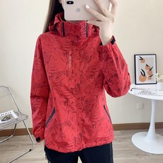 ENGLOVE 男女戶外防風防水連帽衝鋒外套, 女款-大紅,4XL