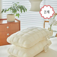 YAPOGI 프리미엄 3D 고중량 마이크로필에버 향균 베개 견인베개 목편한 사계절 경추 수면 베개, 2개, 담황색