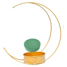 桃園出貨 兒童花籃 鐵藝 花籃 批發幾何鐵藝花架小花藍手提籃藝術插 花籃 手提籃插花器, 月亮形花籃+花泥