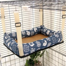 優選懸空貓窩 貓咪吊床懸掛式寵物吊床貓床寵物貓窩貓吊床夏季吊籃寵物床貓籠子內用懸掛式秋韆吊窩貓咪兔子掛窩夏天, 1個, 涼蓆吊牀【圓形】-白底招財貓,S-小號（38cm）