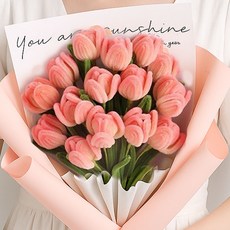 제너럴케이 모루 꽃다발 DIY키트 만들기 세트 선물, 1개, 피치