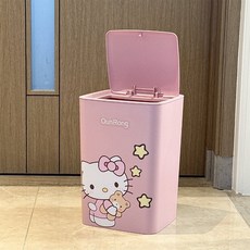 캐릭터 사무실 쓰레기통 8L 12L 냄새차단 뚜껑 화장실 인테리어 소품 뚜껑있는 휴지통, 분홍색KT쓰레기통(라지)