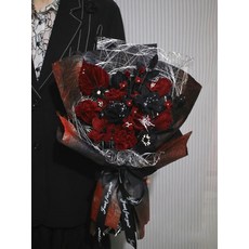 모루 꽃다발 키트 공예 DIY 튤립 부케 기념일 선물, 빈티지 레드 로즈 부케 키트, 1개