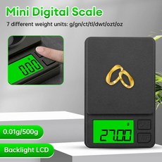 고정밀 디지털 체중계 골드 스털링 실버 쥬얼리 저울 밸런스 그램 전자 배터리 구동 500g x 0.01g, 한개옵션0