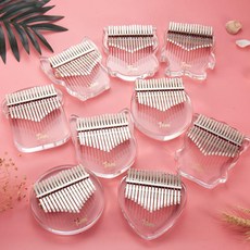 칼림바 아크릴 휴대용 투명 17음계 핑거미니 입문용 악기 핑거피아노 21키, A.크리스탈(랜덤), 1개
