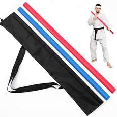 샤이니 릴 2개 폼 패딩 스틱 무술 훈련 스틱 안전한 수련 및 가라테를 위한 휴대용 가방이 있는 연습, 레드 및 블루