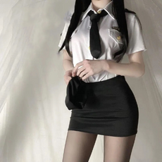 警察制服領帶警察制服角色扮演畢業照片萬聖節服裝女警察