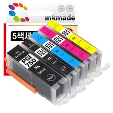 잉크메이드 캐논 PGI-750 CLI-751 대용량 호환 잉크 세트 IX6870 IX6770 IP8770 MX927 MG5470 MG5570 MG5670 MG7170 MG6370, 001. 5색세트, 1개