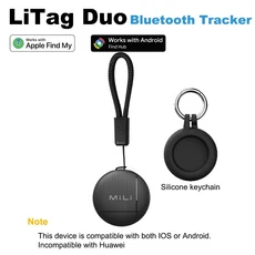MiLi LiTag 듀오 스마트 트래커 태그 (IOS 또는 안드로이드용 화웨이 제외) 블루투스 추적 찾기/물품, 02 black with keychian