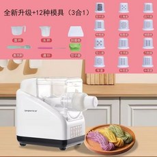 家用全自動智能壓麵機 電動小型多功能製麵和麵出麵一體機 麵條機, 1個, 機+白色+12種模具+單獨和麵團