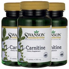Swanson 斯旺森 左旋肉鹼錠 500mg, 30顆, 3罐