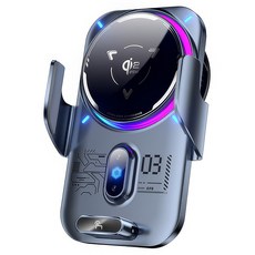 RUN기술 [반도체 냉각] Qi2.2 25W 초고속 차량용 맥세이프 무선충전기 거치대 송풍구형, C28F, 실버