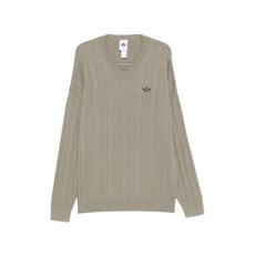 아디다스 cable-knit V-neck sweater