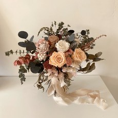 Floraflower大地色系新娘捧花〖婚禮系列〗婚用花束 外拍花束結婚 拍照攝影, 1個, 30公分