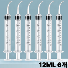 언더독5 피딩용 커브 주사기 파충류 강아지 고양이, 12ML, 6개