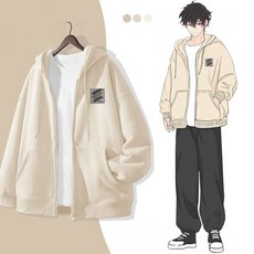 連帽開衫秋冬季加絨加厚寬鬆美式潮牌戶外衛衣外套休閒運動夾克男