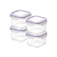 Glasslock 紫色款正方形保鮮盒, 210ml, 4個