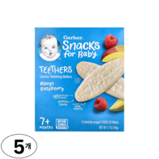 Gerber 티더스 부드러운 치아 발육 웨이퍼 7개월 이상 망고 라즈베리 24개입, Mango Raspberry, 48g, 5개