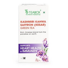 Teabox 프리미엄 프레시 고 다즐링 스페셜 스프링 화이트 티 | 꽃 과일 향과 실크 질감의 블렌드 고원에서 재배 루즈 리프 50G 217029, Kashmiri Kahwa 25 Teabags, 50ml