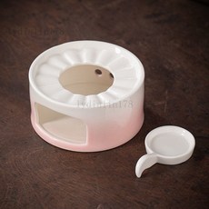 蠟燭溫茶爐：高顔值日式小火爐，加熱保溫底座，台灣出貨家用輕奢複古暖茶爐, 1個, 粉白漸變色溫茶爐+蠟燭托(送10個蠟燭)