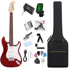 케이투엠 입문용 일렉 기타 + 미니 헤드폰 앰프 풀세트, 1개, 레드, 6EGT002