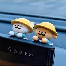 차량 모니터 피규어 네비게이션 인형 인테리어 장식 강아지캐릭터, 1개, 2P세트