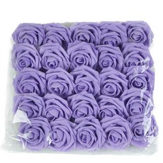 嗨購 25朵/包工廠帶杆7釐米PE泡沫玫瑰花DIY手工製作花束花牆婚慶配花, 紫色