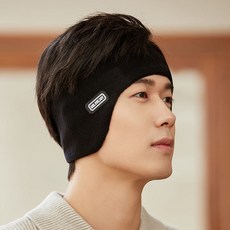 冬季新款保暖耳罩 毛線針織耳捂 戶外運動騎行防風防寒加絨耳罩, 1個, 黑色,均碼