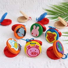 木質響板奧爾夫打擊樂器動物噠噠舞闆幼兒園寶寶兒童音樂益智玩具, 小猴,推薦購買一對裝（發2個可自選備註）, 1個