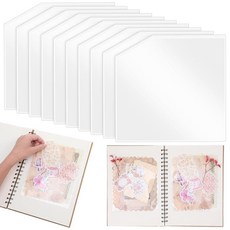 Molain 투명 접착 포켓 10개 15.2 x 15.2cm6 x 6인치 자체 접착 코너 포켓 스티커 포켓 플래너 노트북 폴더 인덱스 카드 사무실용 수납 공간 추가, Molain 투명 접착 포켓 10개, 15.2 x 15
