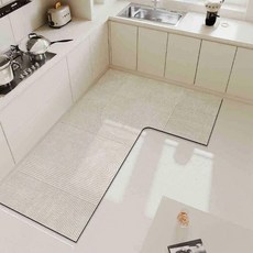 [리빙올] L자형 규조토 주방매트 150x100 좌우선택형 3종디자인, 1개, 이와사키