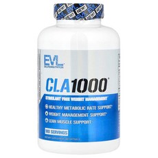 EVLution Nutrition CLA1000® 각성제 무함유 체중 관리제 소프트젤 180정(소프트젤 1정당 1000mg) EVL-55236, 180정, 1개