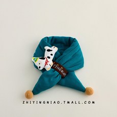 목도리 머플러 겨울 가을 보온 방풍 귀여운 아동 넥워머, 다크블루