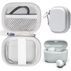 케이스백 케이스 JLab Go Pop+ Air Pop Tones+ Tones JBuds Mini 무선 이어버드 충전 케이블용 컴팩트 오거나이저 보라색, White
