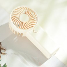 迷你桌面手持風扇usb充電便攜式桌面風扇長續航戶外風扇, 米白色【電池款】ZY-2501:小風扇