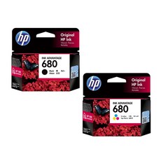 HP 잉크 2종 세트 HP680, 검정, 삼원색, 1세트