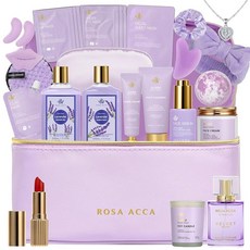 어머니의 날 선물 여성용 라벤더 목욕 바디 바구니 세트 수분 공급 스킨 케어 셀프 홈 스파 화장품 가방 목걸이 크리스마스 생일 기념일 아내 25피스 240007