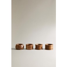 zara 자라 우드 냅킨 링 세트(4개입) - 라이트 베이지, 단일 사이즈